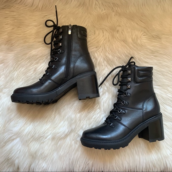 New! MARC FISHER Laboni Leather Combat Boots - Picture 2 of 10